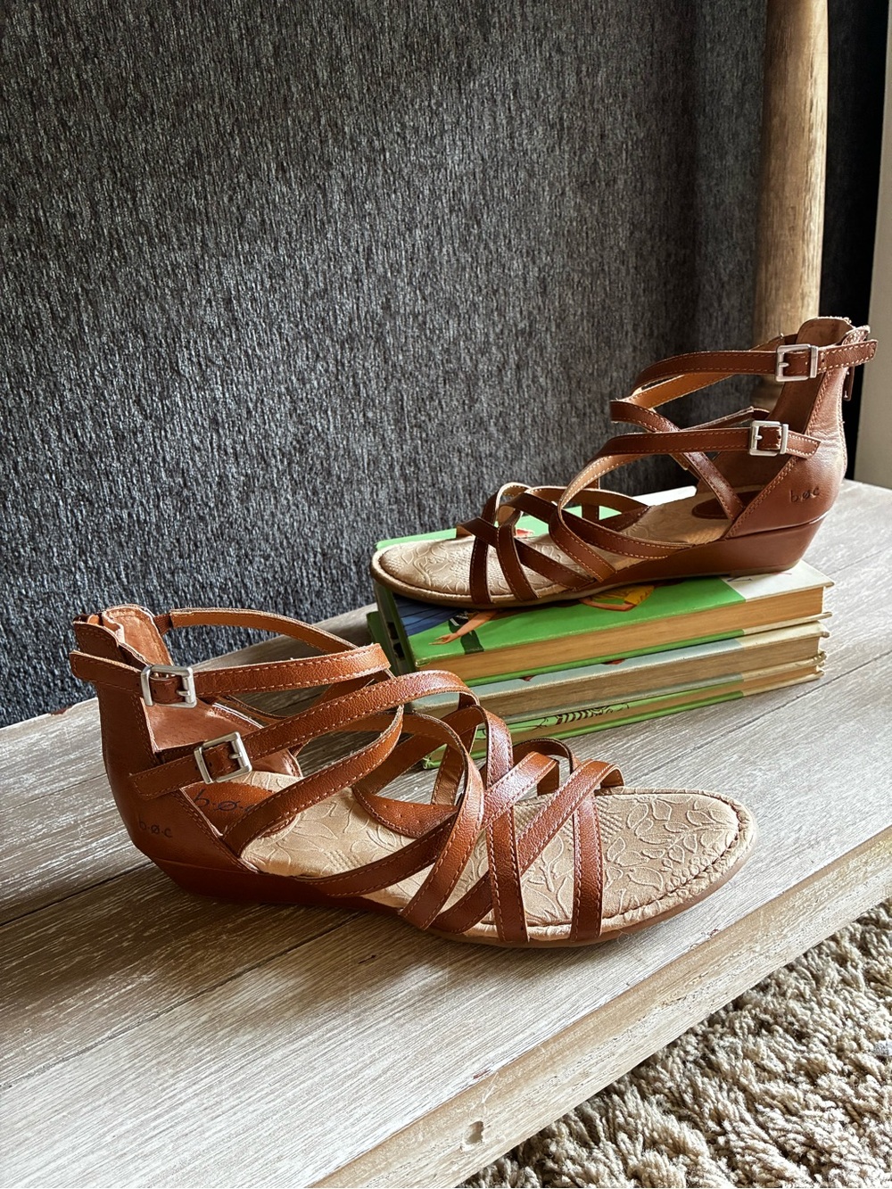 b.o.c. Brown Strappy Gladiator Sandals with Buckle Detail